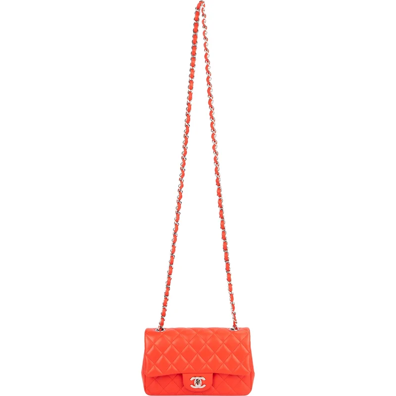 Chanel Quilted Lambskin Mini Rectangular Palladium Single Flap Crossbody Bag