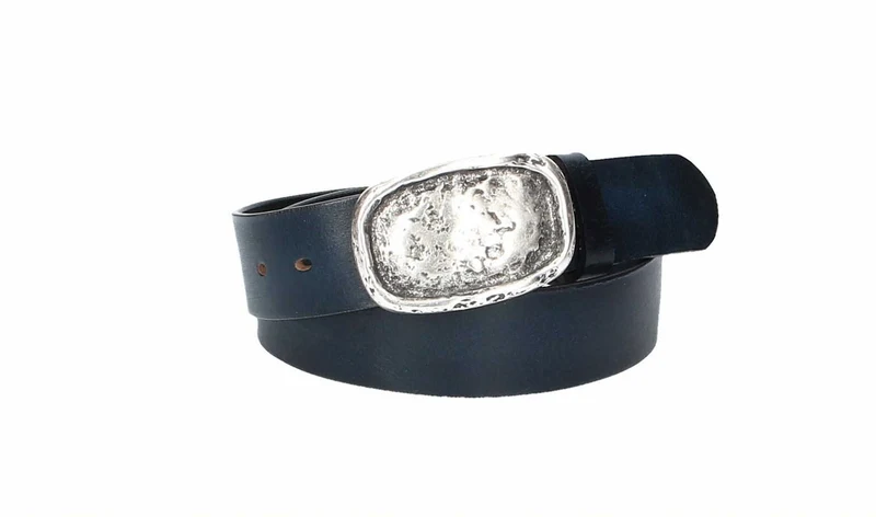Ledergürtel 40mm breit Vintage Blau