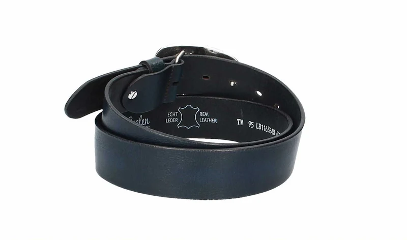 Ledergürtel 40mm breit Vintage Blau