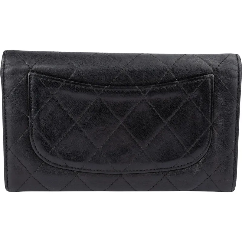 Chanel Quilted Lambskin Palladium Classic Flap Wallet
