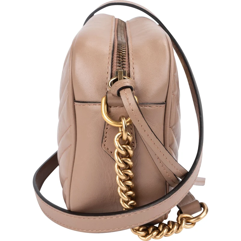Gucci Chevron Leather GG Marmont Medium Crossbody Bag