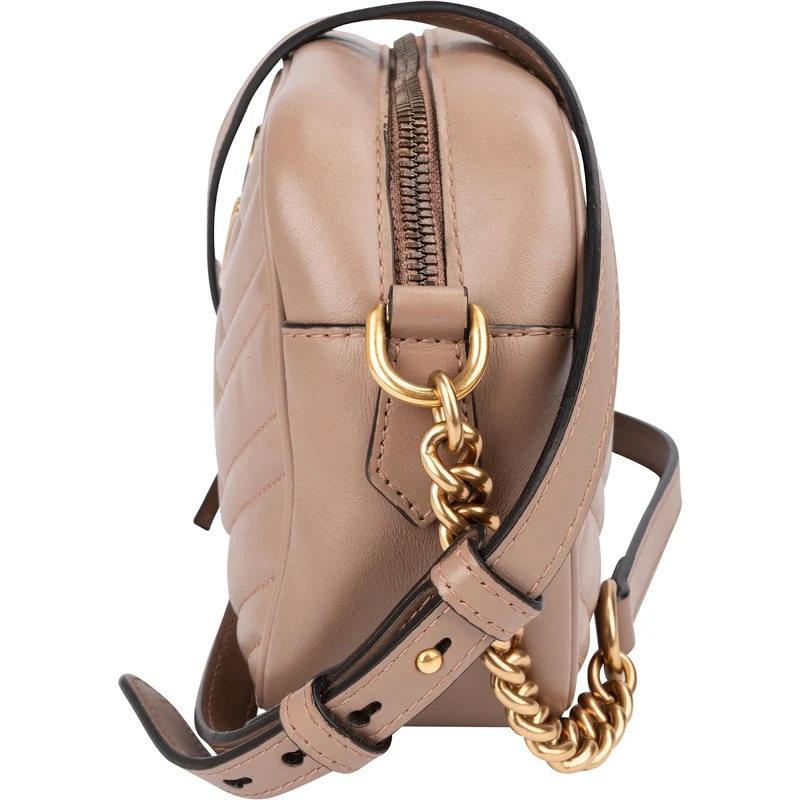 Gucci Chevron Leather GG Marmont Medium Crossbody Bag