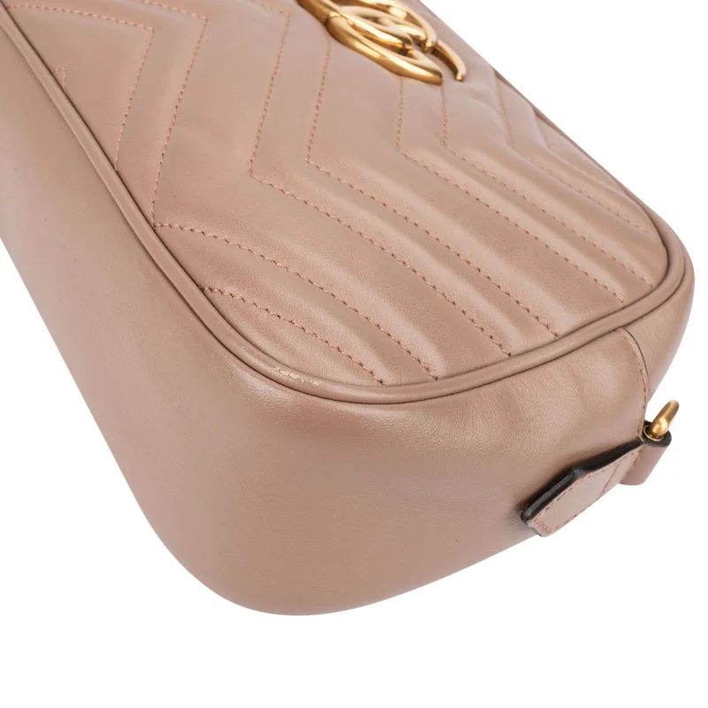 Gucci Chevron Leather GG Marmont Medium Crossbody Bag