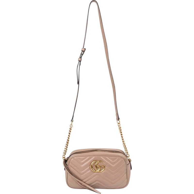 Gucci Chevron Leather GG Marmont Medium Crossbody Bag