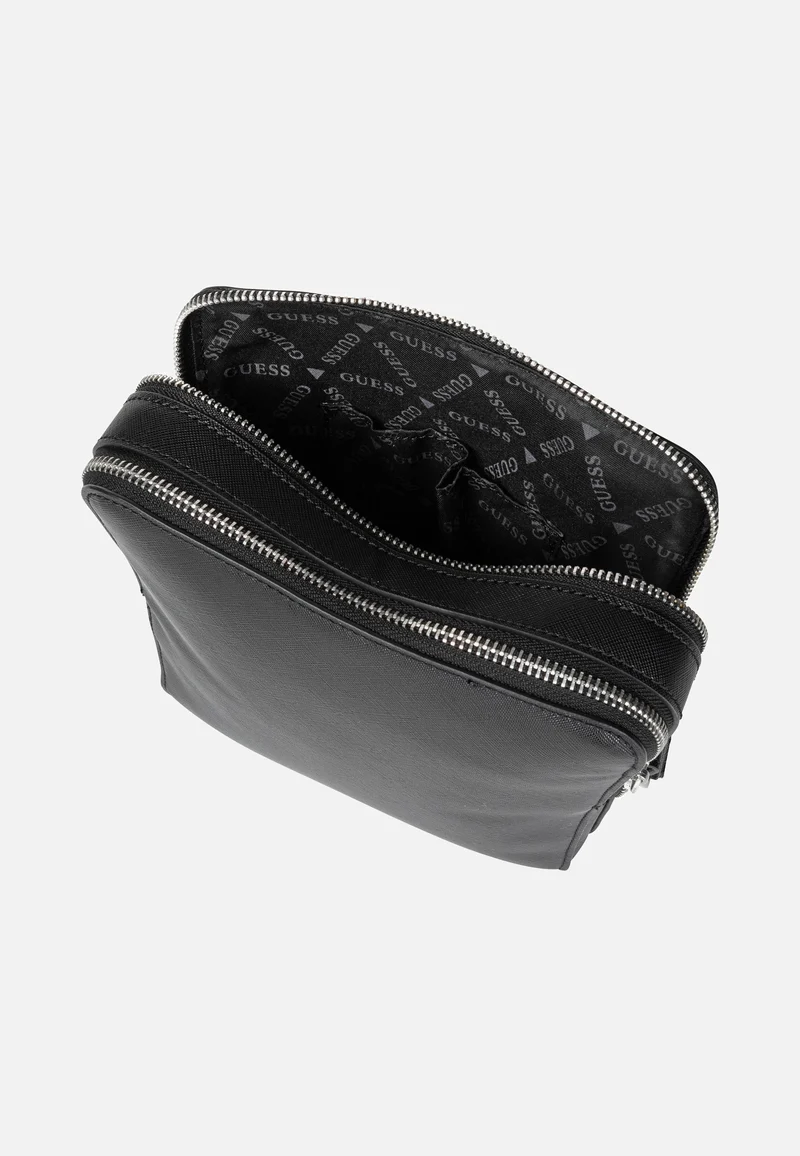 Torino Saffiano Eco Double Zip Black - Crossbody Bag