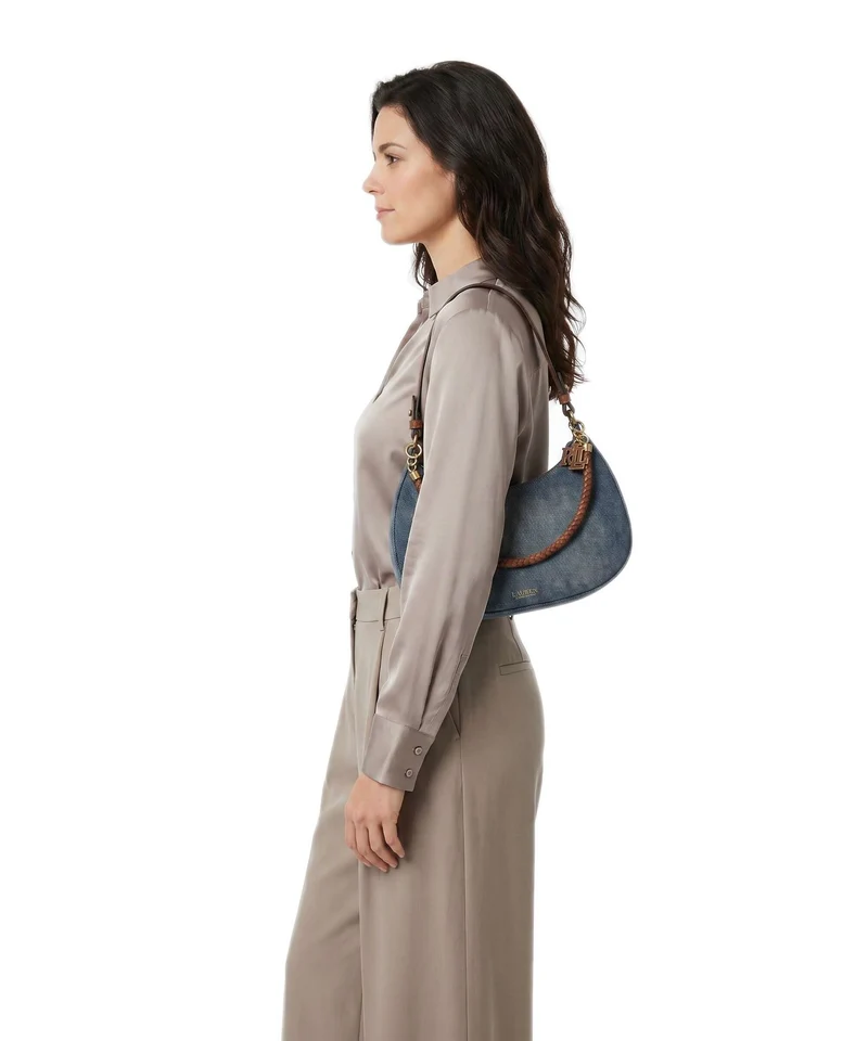 Lauren Ralph Lauren Marcy Medium Schultertasche oxford blue/lauren tan