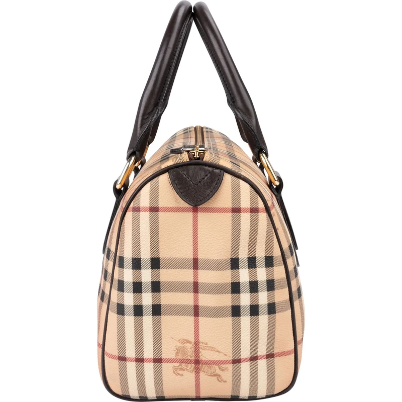 Burberry Haymarket Check Coated Canvas Boston 30 Handbag