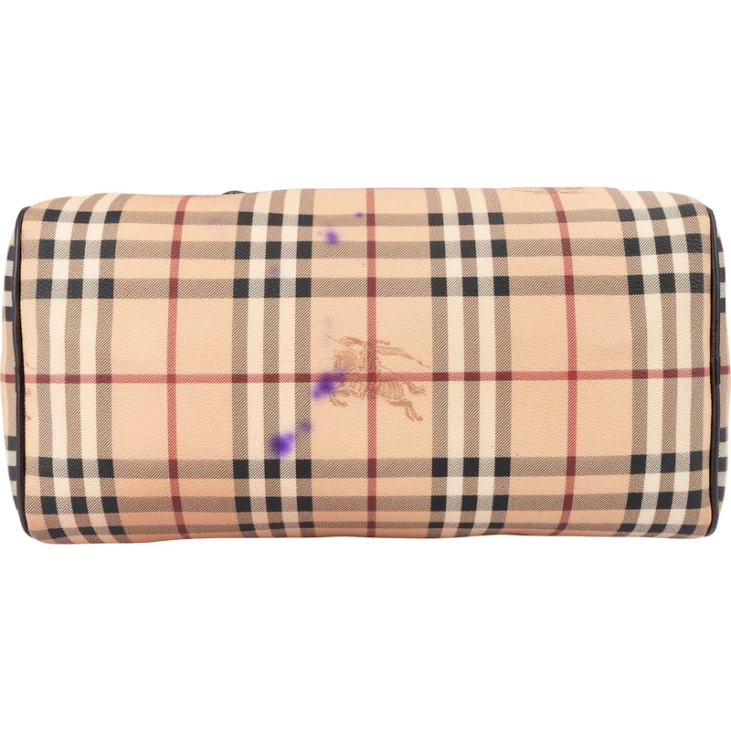 Burberry Haymarket Check Coated Canvas Boston 30 Handbag
