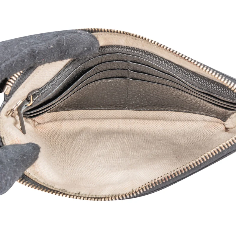 Gucci Pebbled Calfskin Soho Wristlet Pouch Wallet