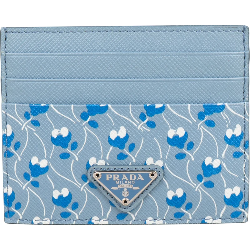 Prada Saffiano Leather Floral Print Card Holder