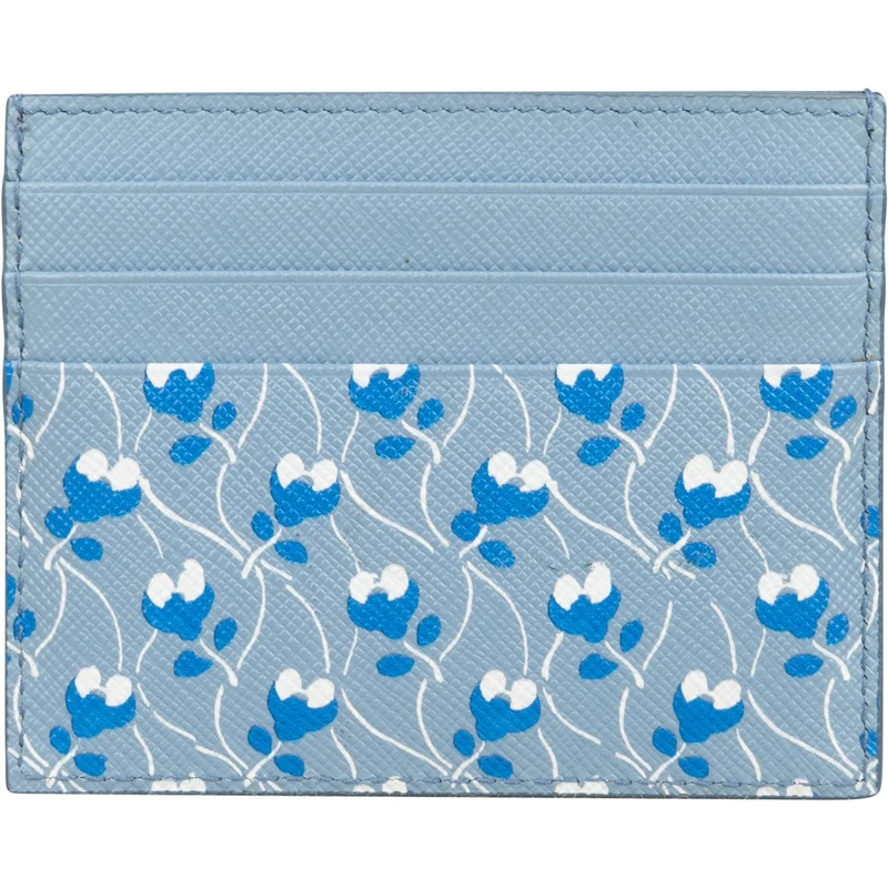 Prada Saffiano Leather Floral Print Card Holder