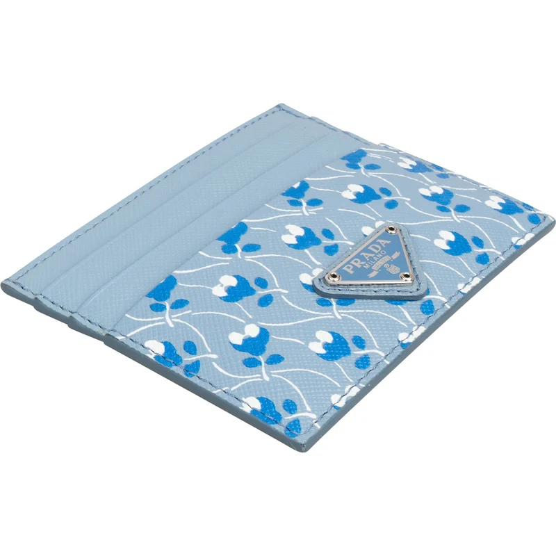 Prada Saffiano Leather Floral Print Card Holder