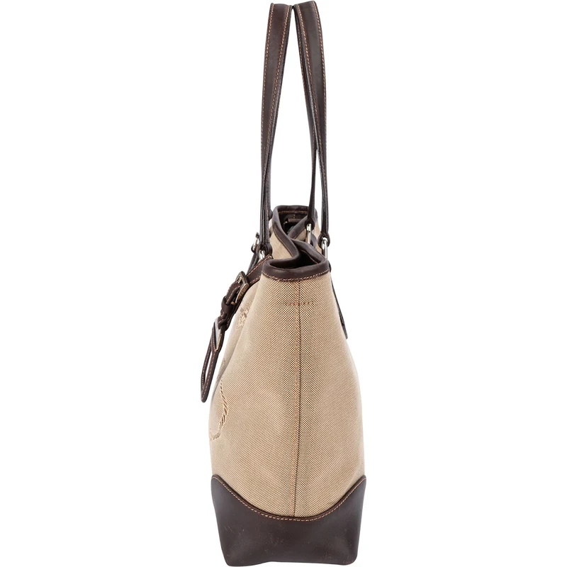 Prada Canvas Jacquard Emblem Tote Shoulder Bag