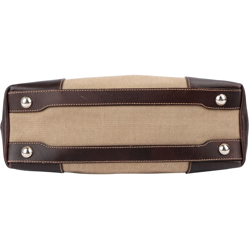 Prada Canvas Jacquard Emblem Tote Shoulder Bag