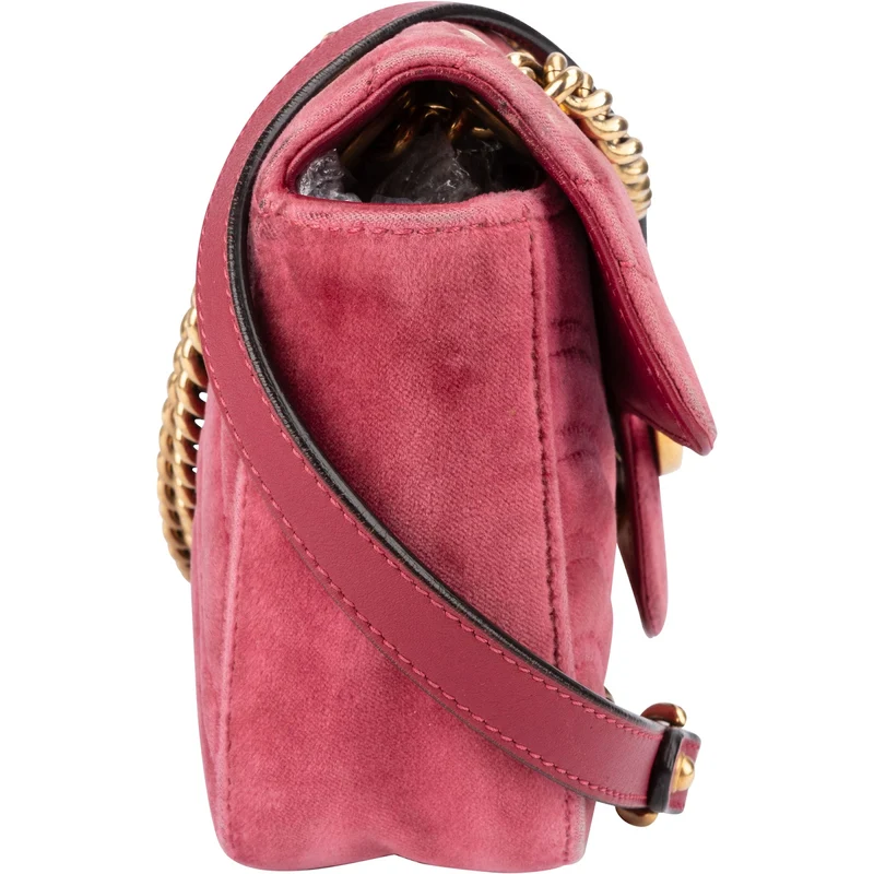 Gucci Matelassé Velvet GG Marmont Small Crossbody Bag
