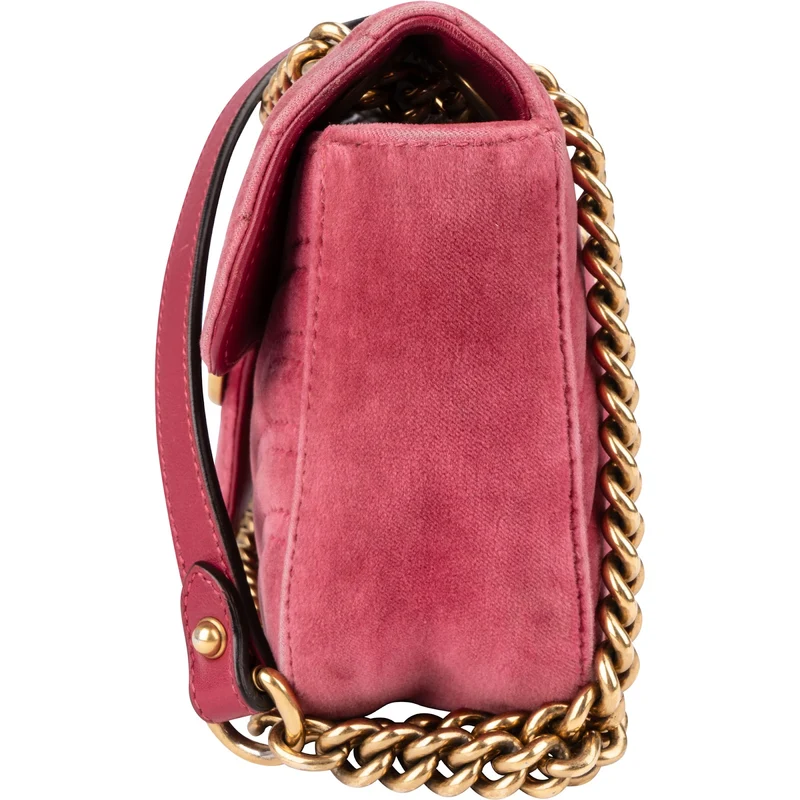 Gucci Matelassé Velvet GG Marmont Small Crossbody Bag