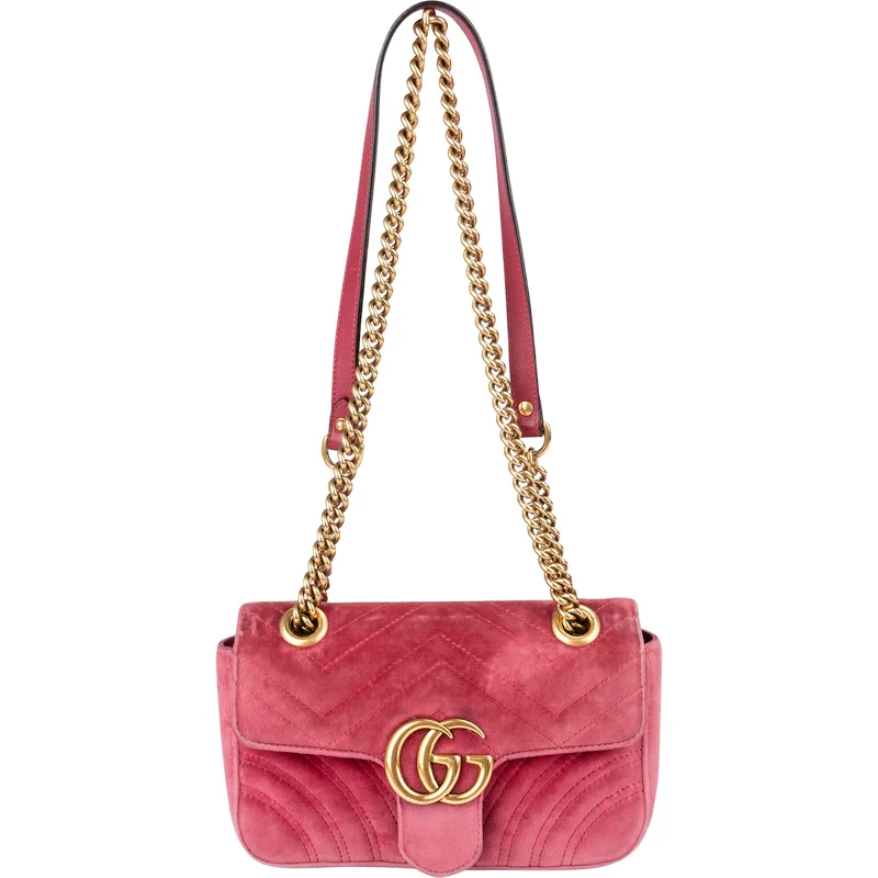 Gucci Matelassé Velvet GG Marmont Small Crossbody Bag