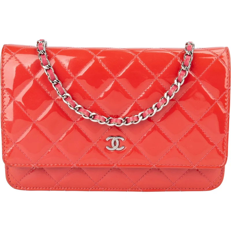 Chanel Quilted Patent Leather Wallet on Chain Crossbody Bag