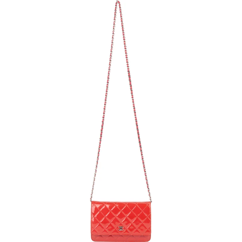 Chanel Quilted Patent Leather Wallet on Chain Crossbody Bag