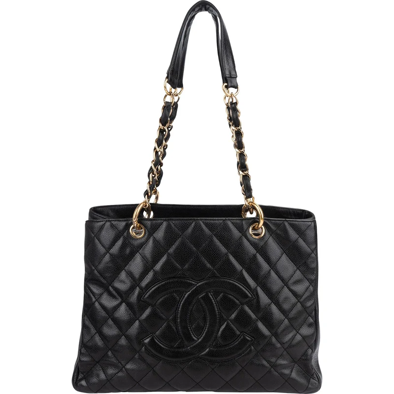 Chanel Quilted Caviar Leather Grand Shopping Tote Shoulder Bag