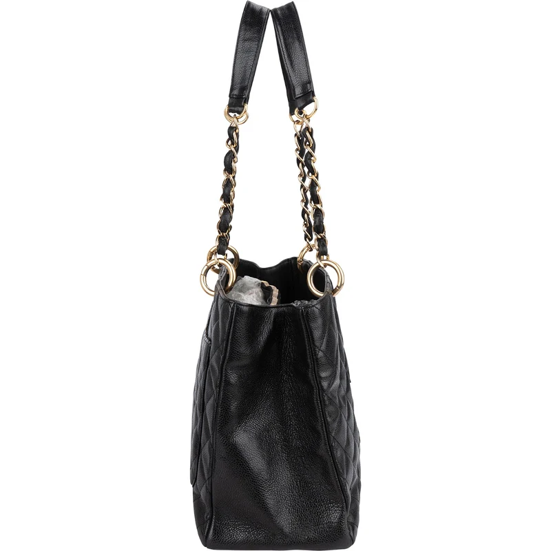 Chanel Quilted Caviar Leather Grand Shopping Tote Shoulder Bag