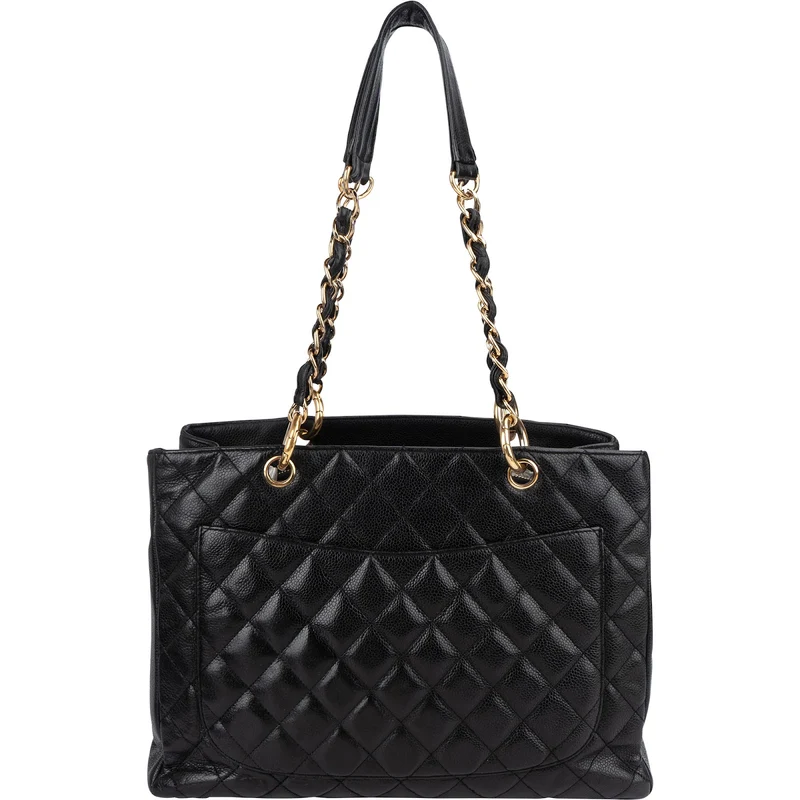 Chanel Quilted Caviar Leather Grand Shopping Tote Shoulder Bag