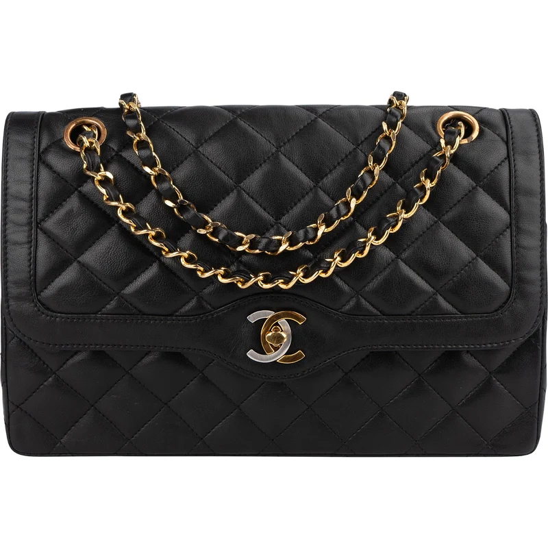 Chanel Quilted Lambskin Bicolor Double Flap Shoulder Bag