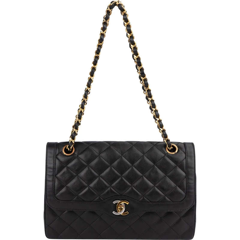 Chanel Quilted Lambskin Bicolor Double Flap Shoulder Bag
