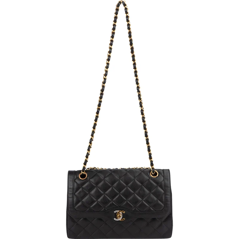 Chanel Quilted Lambskin Bicolor Double Flap Shoulder Bag