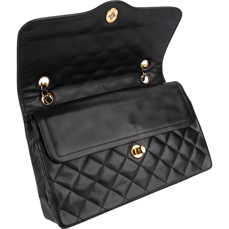 Chanel Quilted Lambskin Bicolor Double Flap Shoulder Bag