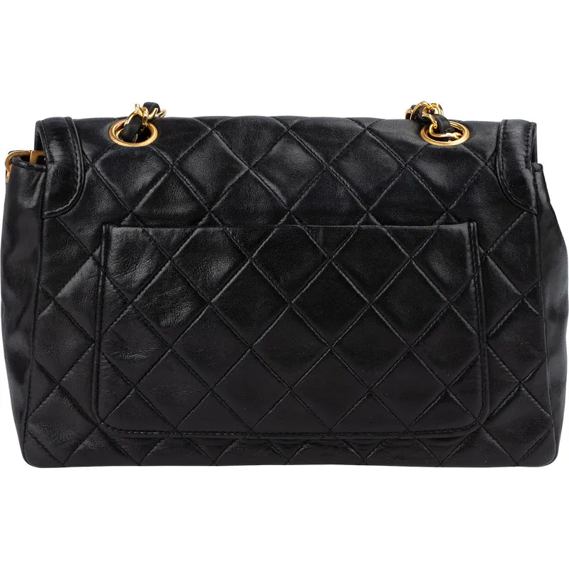 Chanel Quilted Lambskin 24K Gold Single Flap Crossbody Bag