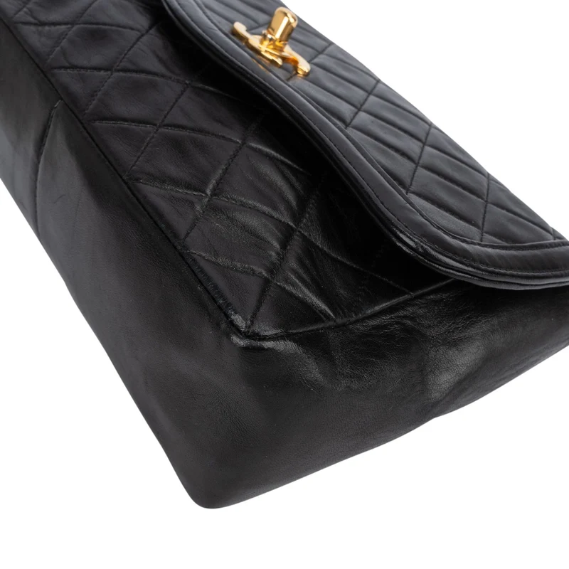 Chanel Quilted Lambskin 24K Gold Single Flap Crossbody Bag