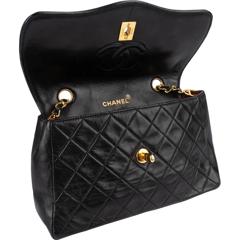 Chanel Quilted Lambskin 24K Gold Single Flap Crossbody Bag