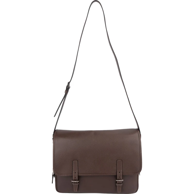 Prada Saffiano Leather Triangle Messenger Crossbody Bag