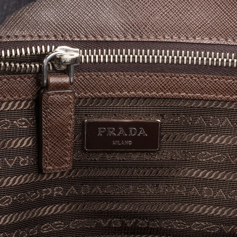 Prada Saffiano Leather Triangle Messenger Crossbody Bag