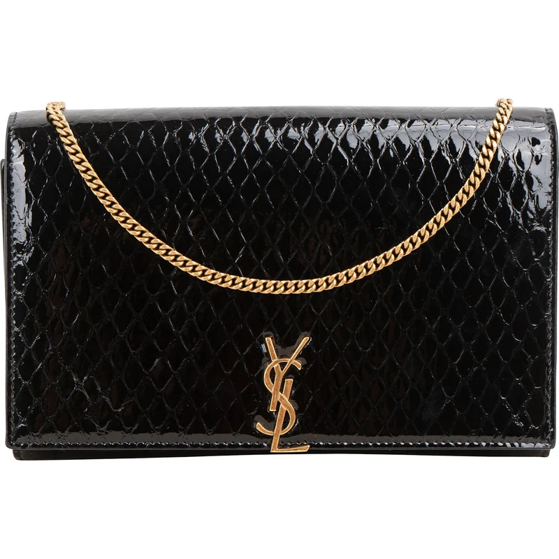 Yves Saint Laurent Python-Embossed Patent Leather Kate Wallet On Chain Crossbody Bag