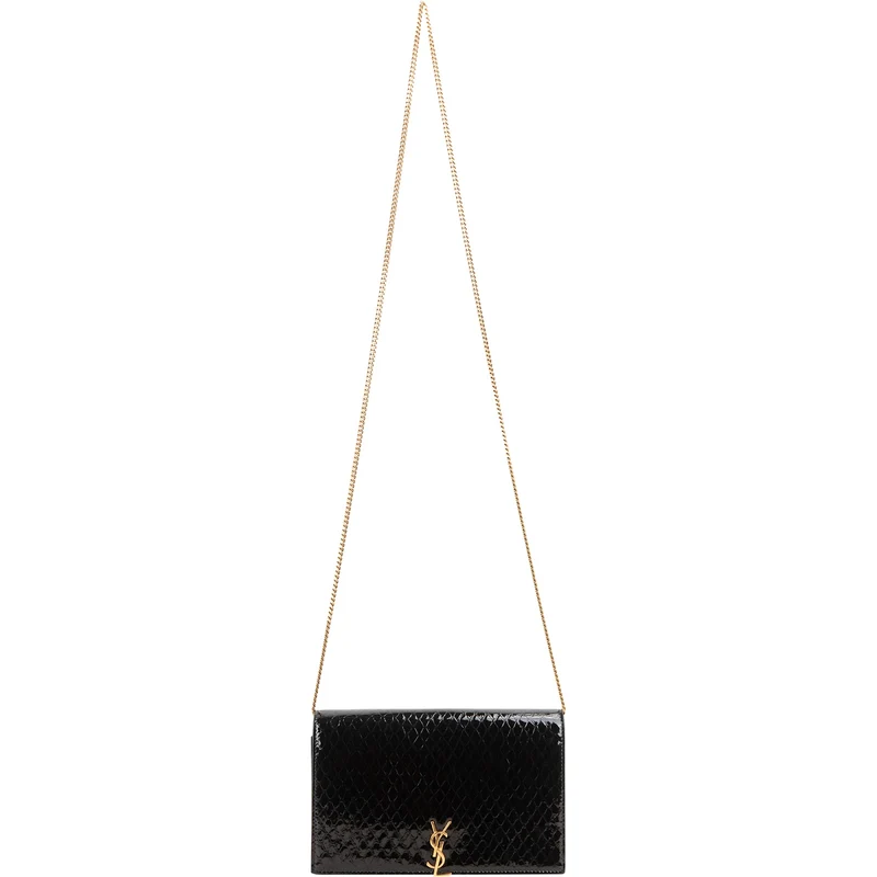 Yves Saint Laurent Python-Embossed Patent Leather Kate Wallet On Chain Crossbody Bag