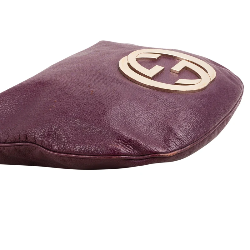 Gucci Grained Leather Interlocking G Britt Hobo Shoulder Bag
