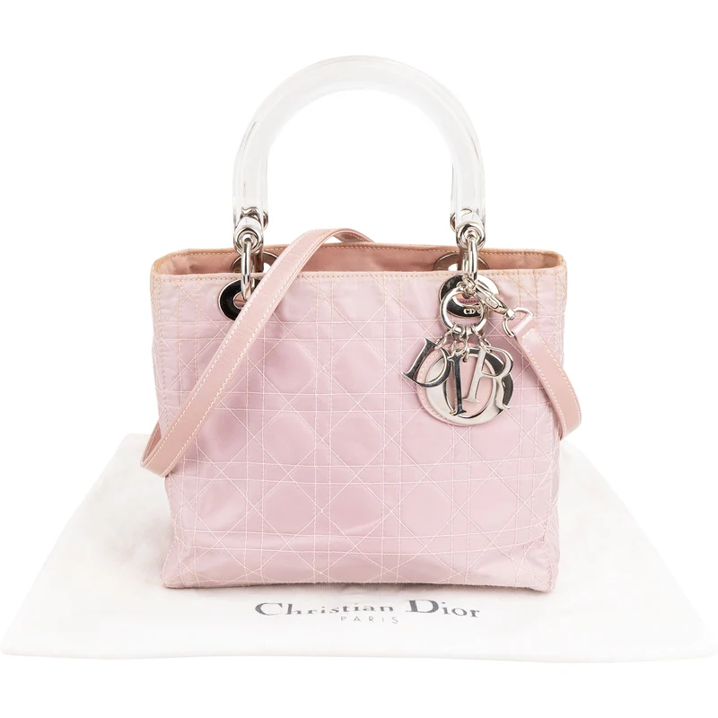 Christian Dior Nylon Cannage Transparent Lady Dior Handbag