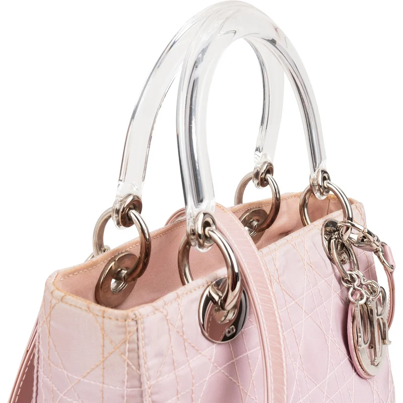 Christian Dior Nylon Cannage Transparent Lady Dior Handbag