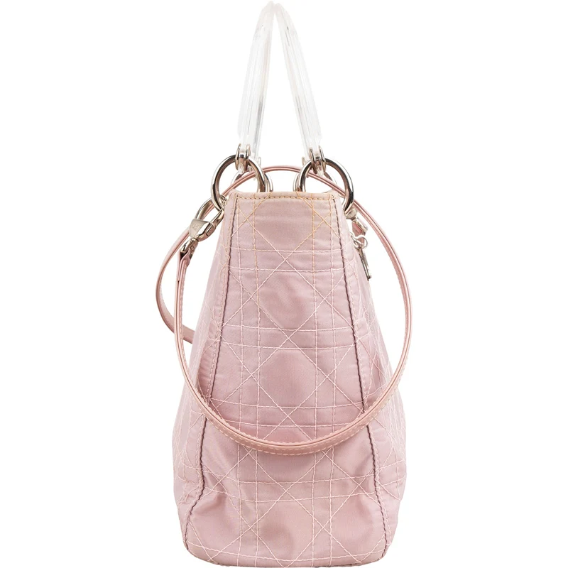 Christian Dior Nylon Cannage Transparent Lady Dior Handbag