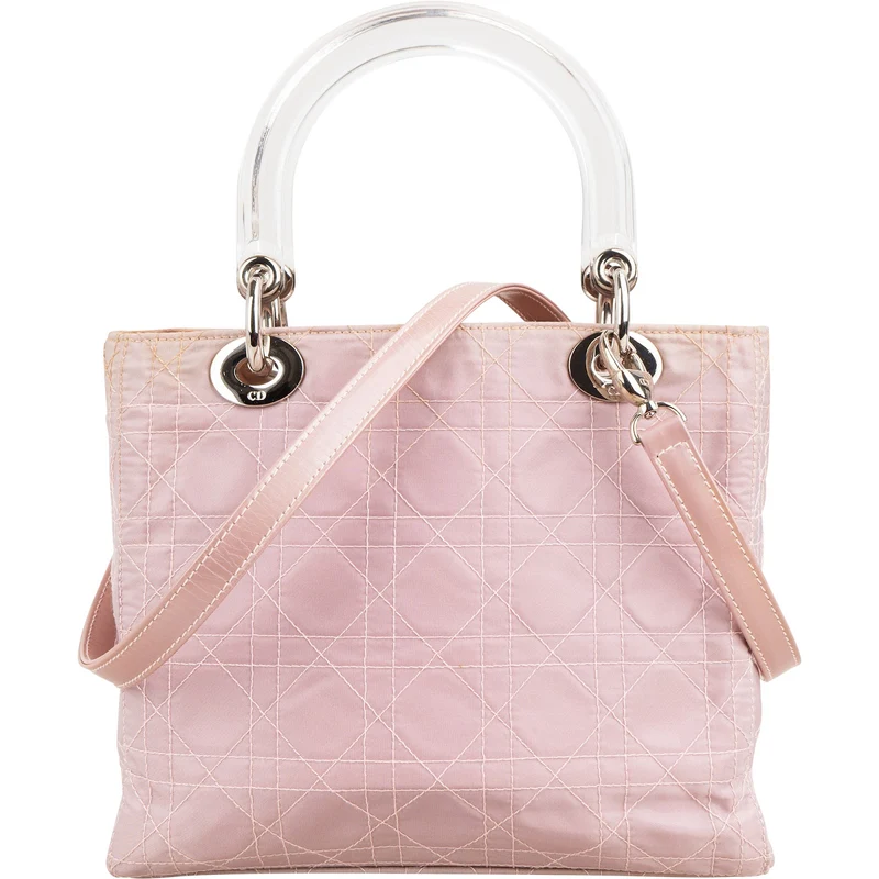 Christian Dior Nylon Cannage Transparent Lady Dior Handbag