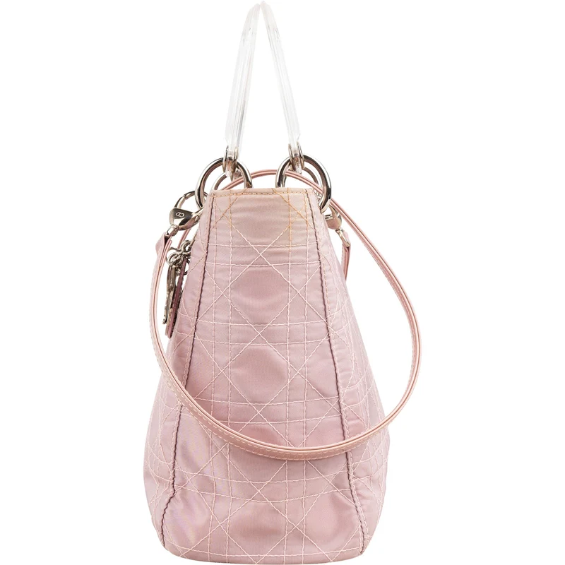 Christian Dior Nylon Cannage Transparent Lady Dior Handbag
