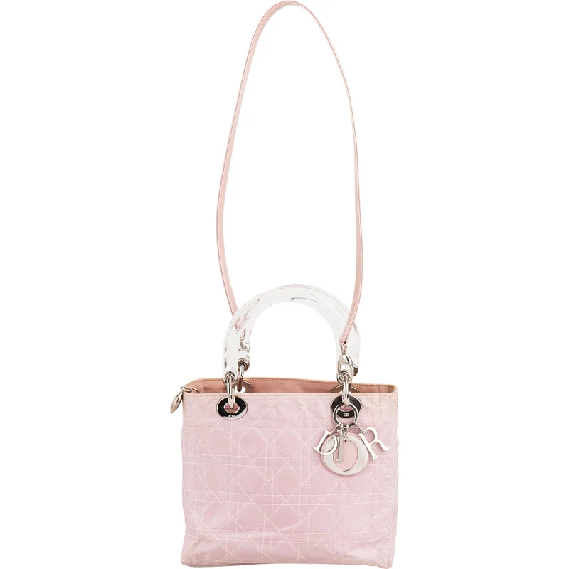 Christian Dior Nylon Cannage Transparent Lady Dior Handbag