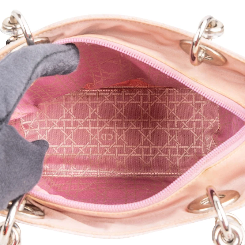 Christian Dior Nylon Cannage Transparent Lady Dior Handbag