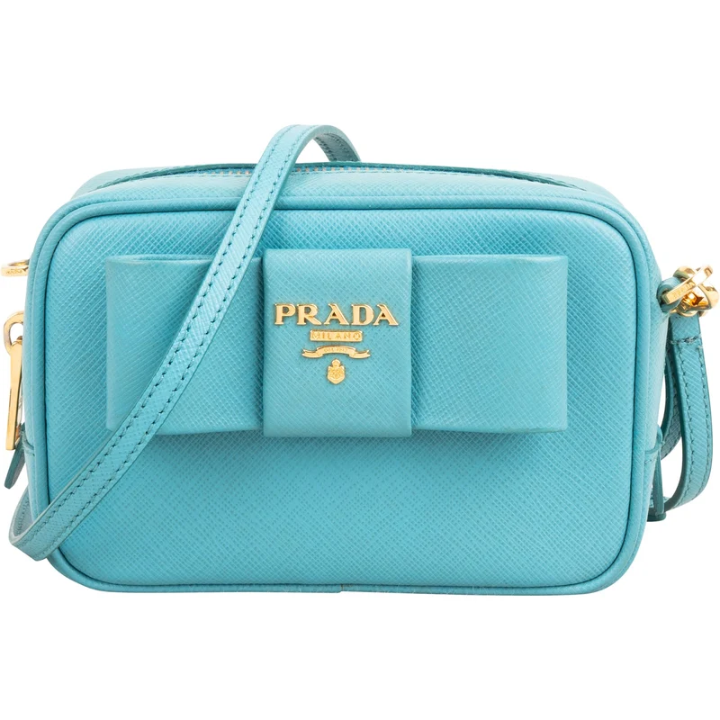 Prada Saffiano Fiocco Leather Bow Camera Small Crossbody Bag