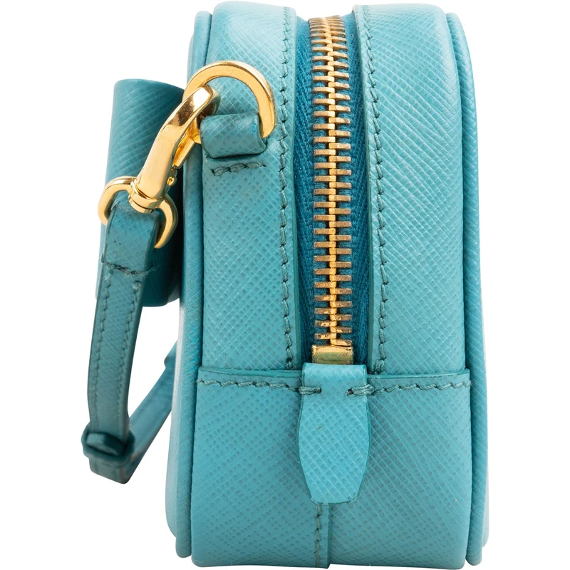 Prada Saffiano Fiocco Leather Bow Camera Small Crossbody Bag
