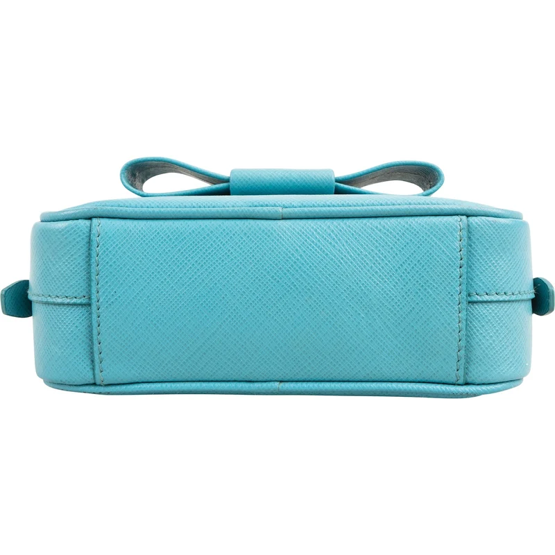 Prada Saffiano Fiocco Leather Bow Camera Small Crossbody Bag