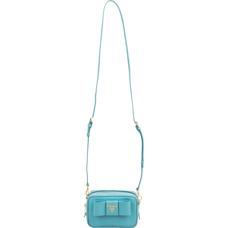Prada Saffiano Fiocco Leather Bow Camera Small Crossbody Bag