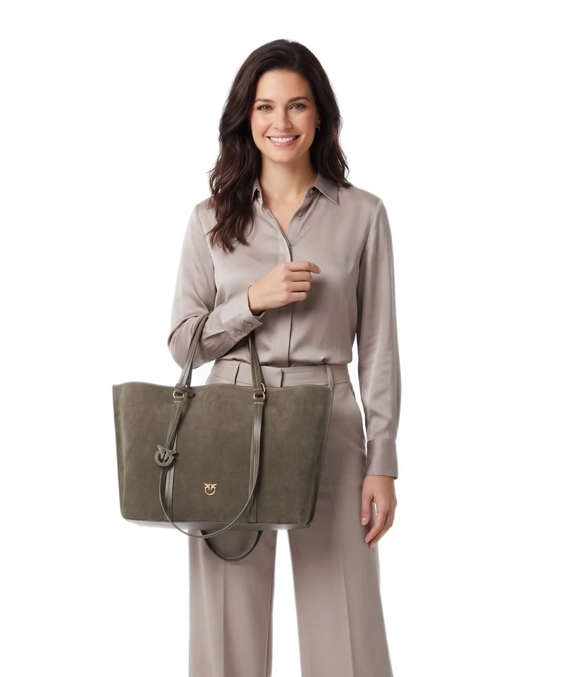 Pinko Carrie Big Shopper verde/oliva scuro/antique gold
